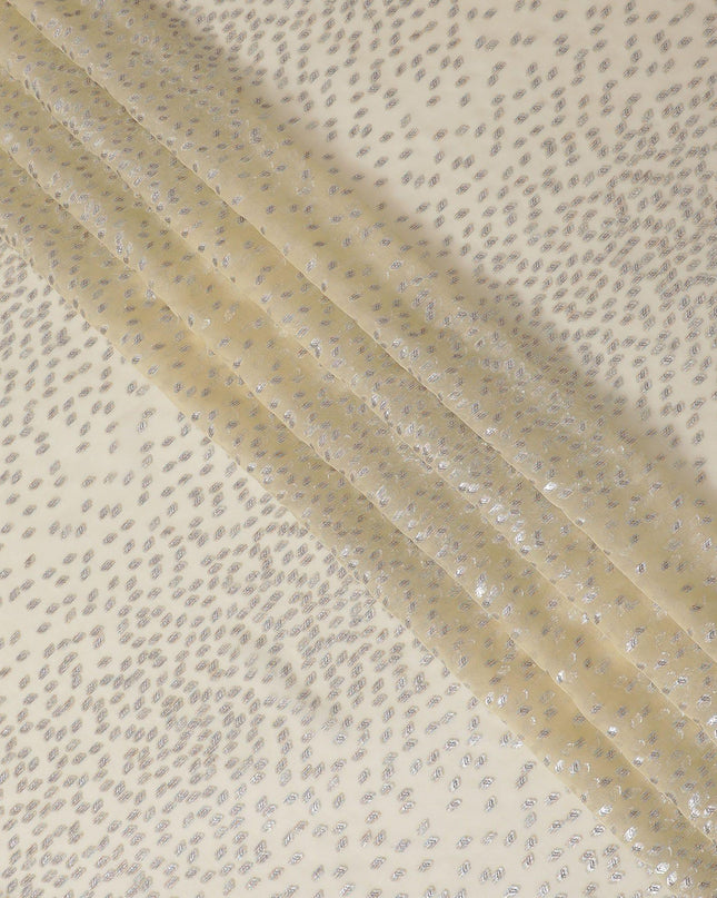 قماش شيفون من الحرير الخالص الذهبي مع لوركس معدني متعدد الألوان بتصميم فاخر -D13145