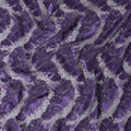 Purple nylon tulle fabric with same tone, lavender embroidery in fancy design