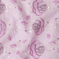 قماش الفوال القطني الخالص الفاخر باللون الوردي الفاتح مع تطريز وردي لافندر وبيج بتصميم زهور-D15253