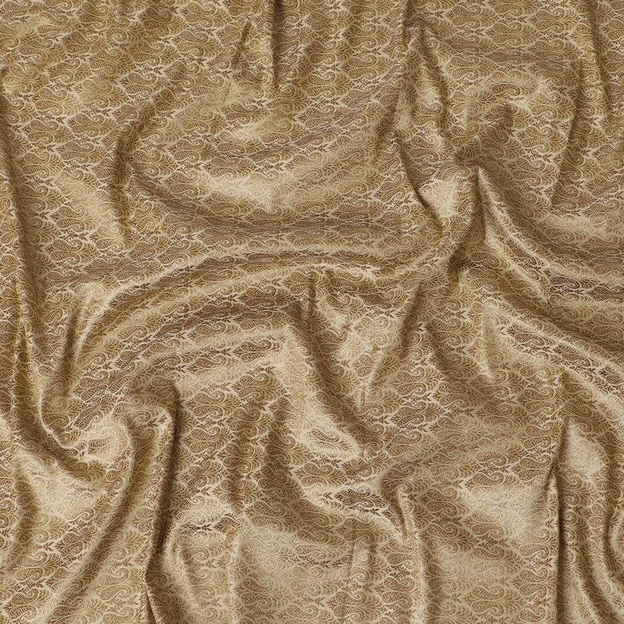 Tortilla brown silk brocade with brown and gold metallic lurex in paisley design-D11341