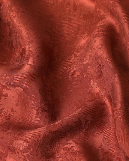 قماش كوبرو أحمر قرميدي قابل للتحلل بنسبة 100% مع جاكار بنفس اللون بتصميم ذاتي-D6979