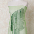 Lime green nylon tulle fabric with same tone bead work and sequin work in fancy design-D14398