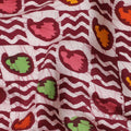 Maroon cotton lawn fabric with multicolor print in abstract design-D14264