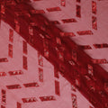 Crimson red premium pure silk chiffon fabric with same tone sequins embroidery in geometric design-D13624 Regal Fabrics