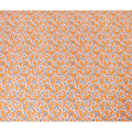 Orange cotton lawn fabric with off white, silver grey and copper brown print in floral design-D10848