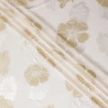 Off white premium pure silk crepe fabric with gold metallic lurex in floral design-D13707 Regal Fabrics
