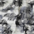 Cream, grey synthetic chiffon fabric with same tone and black patchwork in fancy design-D11706 Regal Fabrics