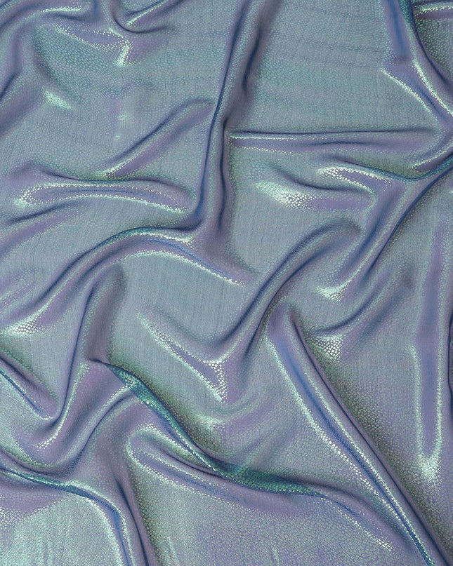 Blue Premium pure silk chiffon fabric with same tone metallic lurex in self design-D13558