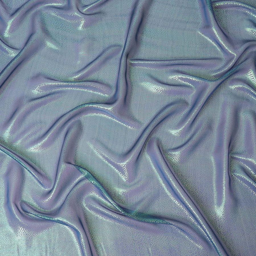 Blue Premium pure silk chiffon fabric with same tone metallic lurex in self design-D13558 Regal Fabrics