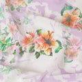 Off white Italian cotton voile fabric with Paris green, light lavender, carnation pink and black print in floral design-D6384 Regal Fabrics