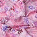 Taffy pink blended cotton lawn fabric  with multicolor print in floral design: D-5666