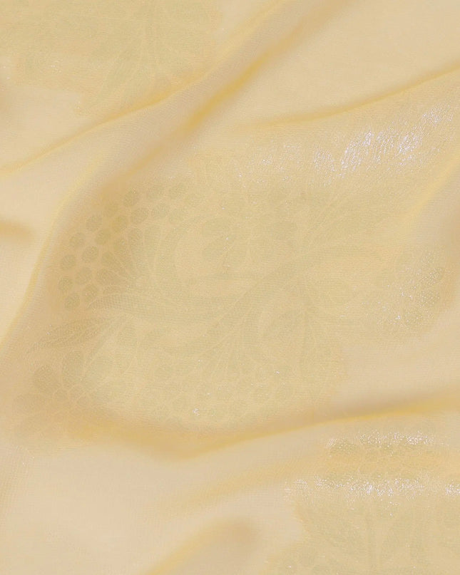 Sepia beige synthetic chiffon fabric fabric with same tone and rose pink metallic lurex in floral design-D13803 Regal Fabrics