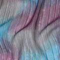 Multicolor pure silk chiffon printed fabric with gold metallic lurex in stripe design-D8949 Regal Fabrics