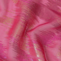 Magenta pink Premium pure silk chiffon fabric with gold and pink metallic lurex in abstract design-D12319