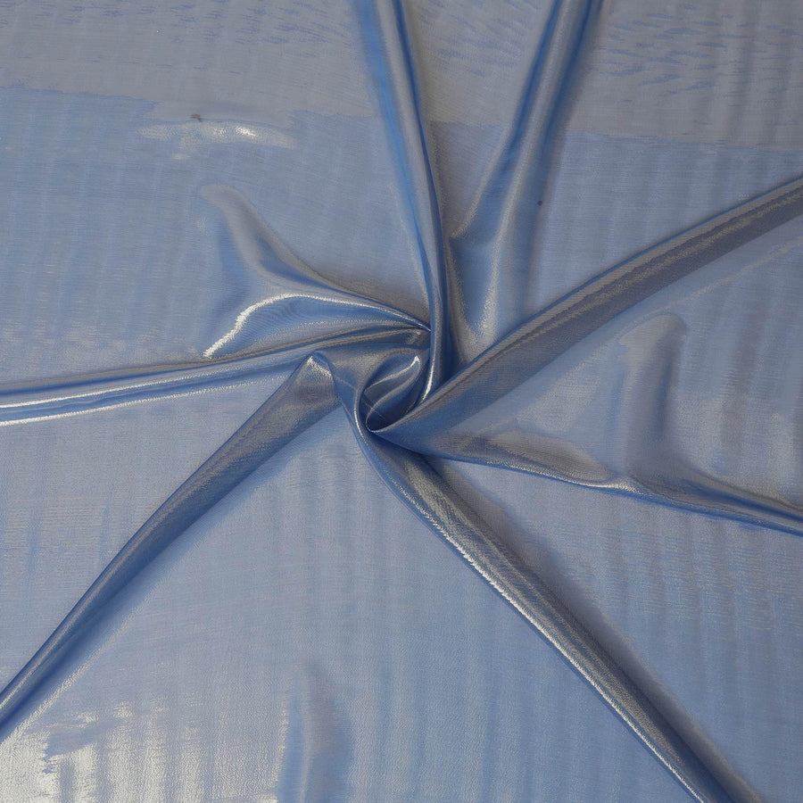 شيفون من الحرير الخالص باللون الأزرق الفولاذي مع لوريكس معدني ذهبي بتصميم مخطط -D9216