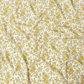 White silk crepe fabric with yellow and green prints in floral design - D9914