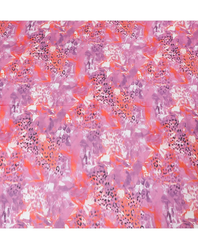 Pink Premium 100% Swiss cotton voile (Sudanese Thobe) fabric with multicolor print in abstract design-D13526 Regal Fabrics