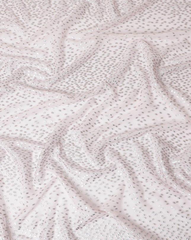 Light pink Premium pure silk chiffon fabric with multicolor metallic lurex in fancy design-D13142