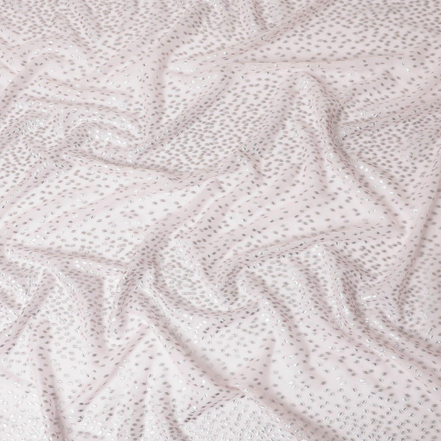 قماش شيفون حريري نقي فاخر وردي فاتح مع لوريكس معدني متعدد الألوان بتصميم فاخر-D13142