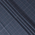 Denim blue Premium pure Italian Super 130's all wool suiting fabric with blue and grey checks design-D14803 Regal Fabrics