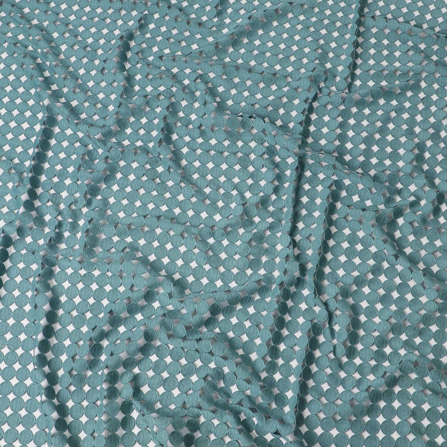 قماش دانتيل غيبور باللون الأزرق الداكن بتصميم دائري