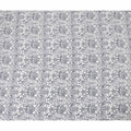 White Premium Italian viscose fabric with blue print in floral design-D12526