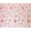 Light pink premium pure silk satin fabric with multicolor print having rose pink film metallic in floral design-D9418