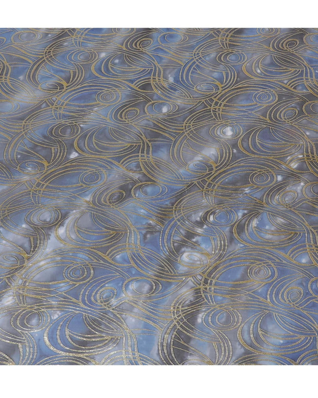 قماش شيفون من الحرير الخالص متعدد الألوان مع لوريكس معدني ذهبي بتصميم تجريدي-D14081