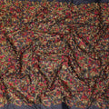 Navy blue synthetic chiffon fabric with multicolor embroidery in floral design-D12491 Regal Fabrics