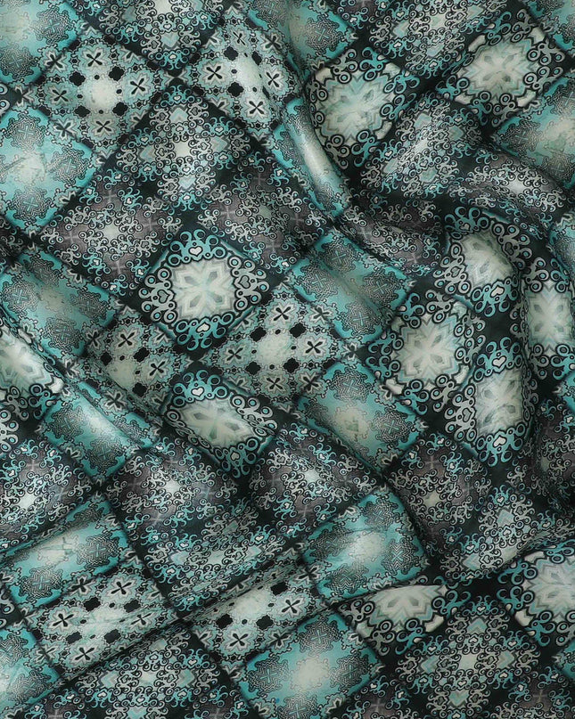 قماش ساتان حريري خالص مطبوع متعدد الألوان بتصميم تجريدي-D13219