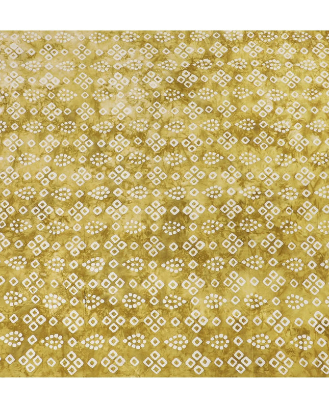 Olive green cotton lawn fabric with white print in geometric design-D14254 Regal Fabrics