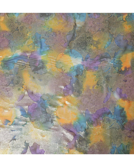 قماش شيفون حريري نقي فاخر متعدد الألوان مع لوريكس معدني ذهبي بتصميم زهور-D9280