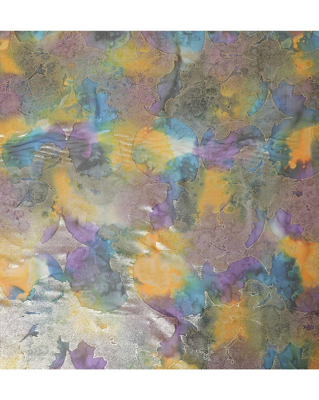 قماش شيفون حريري نقي فاخر متعدد الألوان مع لوريكس معدني ذهبي بتصميم زهور-D9280