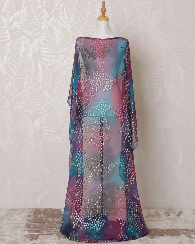 Multicolor Premium pure silk blended velvet makmal dirac fabric with gold metallic lurex in dot design-D15121 Regal Fabrics