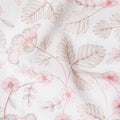 White Premium pure cotton voile fabric with brown and baby pink embroidery in floral design-D15234
