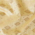 Golden yellow silk brocade with gold metallic lurex in abstract design-D11328