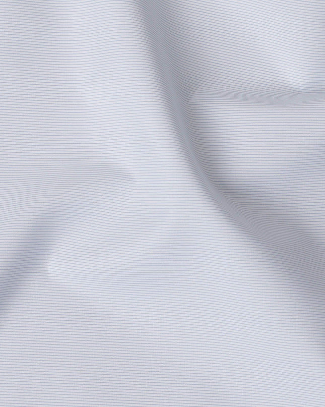 Light blue Premium pure 100% Swiss cotton shirting fabric in stripe design-D14679