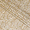 Latte beige silk brocade fabric with same tone viscose and gold metallic lurex in paisley design-D11313