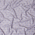 White cotton satin fabric with blue, baby pink and mustard yellow print in floral design-D11918 Regal Fabrics