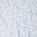 White cotton voile fabric with baby blue print in floral design-D15422