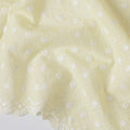 Light yellow premium pure cotton voile fabric with white embroidery in floral design-D13681