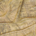 Olive green synthetic chiffon fabric with same tone, mocha brown print having pink metallic lurex in batik design-D9753 Regal Fabrics