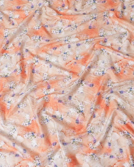 قماش ساتان قطني مطبوع متعدد الألوان بتصميم زهور-D15279