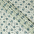 Light mint green Premium pure 100% Swiss cotton voile (Sudanese Thobe) fabric with teal blue embroidery having stone work in fancy design-D13798