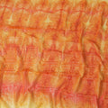 Tangerine orange & light yellow synthetic chiffon fabric with transparent sequins and embroidery in geometric design Regal Fabrics
