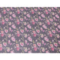 Purple cotton voile fabric with magenta pink, olive green and off white print in floral design-D6279 Regal Fabrics