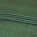 Forest green pure silk satin fabric with beige and sage green print in paisley design-D8223