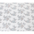 Off white premium pure silk chiffon fabric with silver, baby blue and copper metallic lurex in floral design-D11496