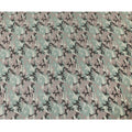 Laurel green Italian viscose fabric with pale brown and black print in abstract design-D12350