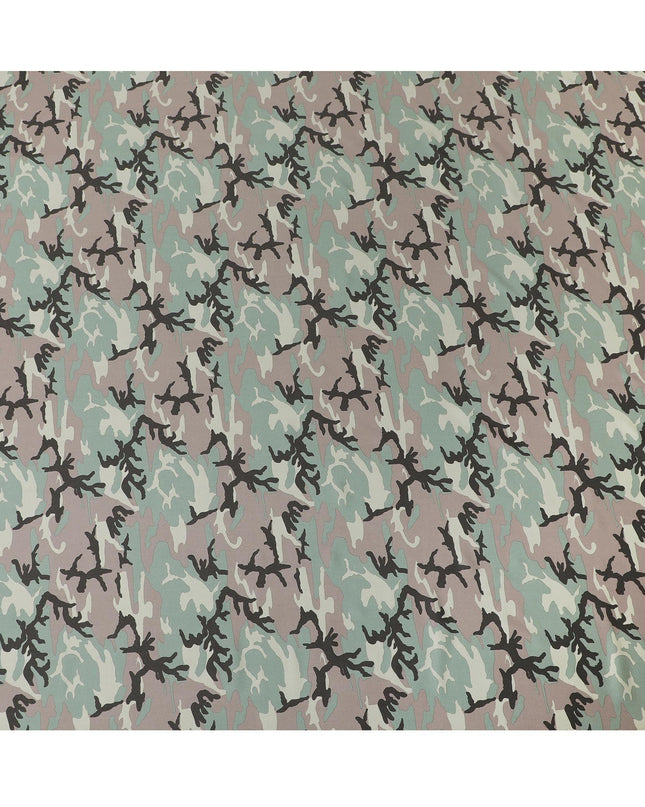 قماش فيسكوز إيطالي باللون الأخضر الغار مع طباعة باللونين البني الفاتح والأسود بتصميم تجريدي-D12350